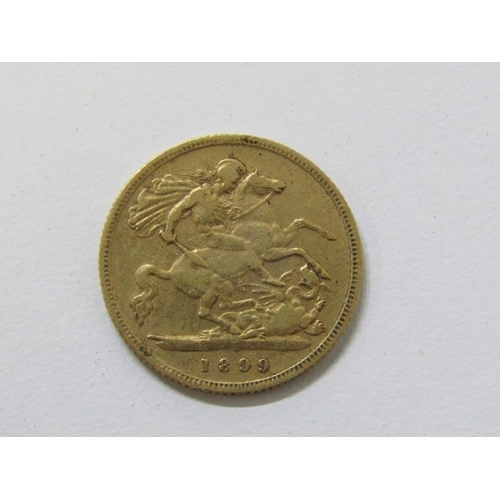 156 - GOLD HALF SOVEREIGN, Victorian 1899 gold half sovereign