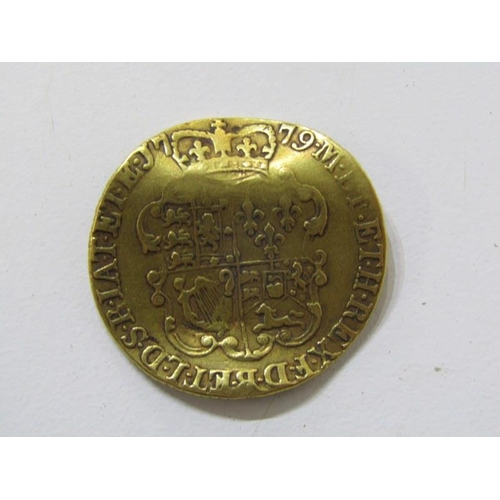 160 - GEORGE III GUINEA, 1779 guinea, worn and bent, 8.2 grams