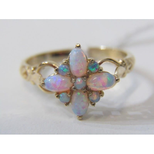 164 - OPAL CLUSTER RING, 9ct yellow gold ring, set a cluster of opals, size P