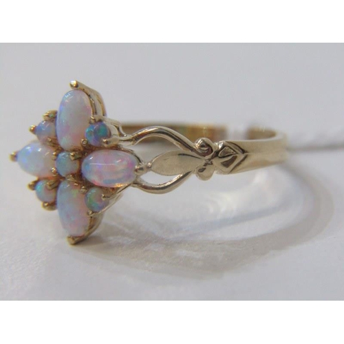 164 - OPAL CLUSTER RING, 9ct yellow gold ring, set a cluster of opals, size P