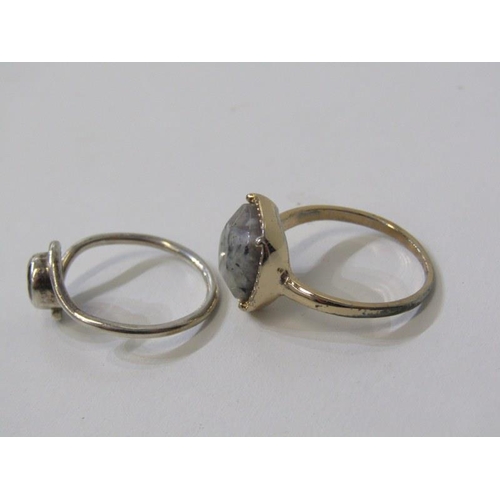 165 - SILVER DRESS RINGS, 4 stone set silver and silver gilt rings, various sizes