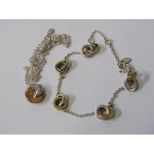 168 - LINKS OF LONDON, silver Links of London necklace with matching bracelet and boxed in original carry ... 