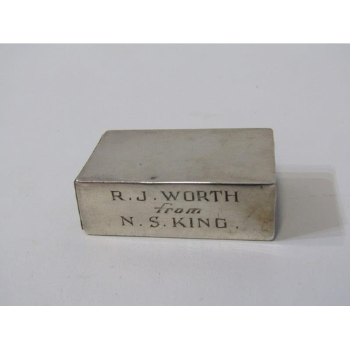 169 - SILVER ITEMS, Indian silver match box holder inscribed 