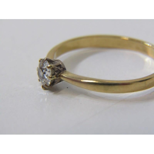 177 - DIAMOND RING, 18ct yellow gold ring set a 0.33 carat diamond, size O/P