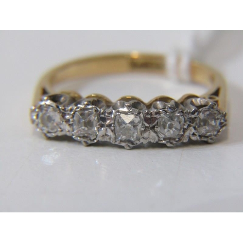 190 - QUALITY 5 STONE DIAMOND RING, 18ct yellow gold ring, set 5 well matched round brilliant cut diamonds... 