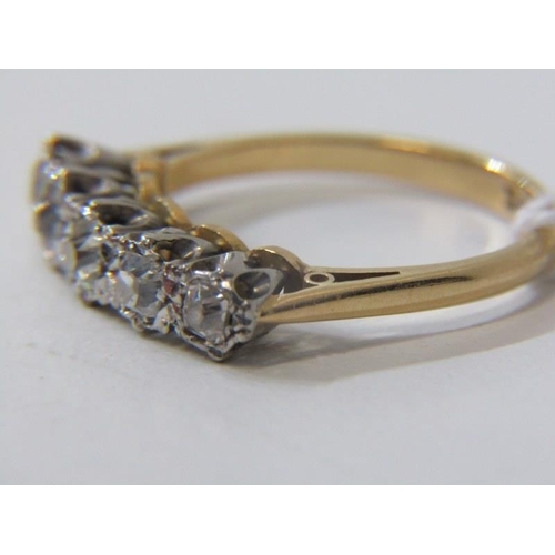 190 - QUALITY 5 STONE DIAMOND RING, 18ct yellow gold ring, set 5 well matched round brilliant cut diamonds... 