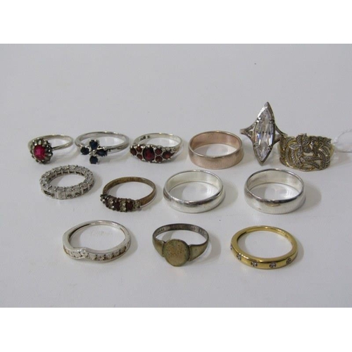 191 - SILVER RINGS, 12 assorted silver and silver gilt rings, many stone set, various sizes