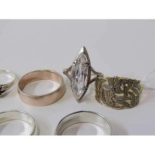 191 - SILVER RINGS, 12 assorted silver and silver gilt rings, many stone set, various sizes