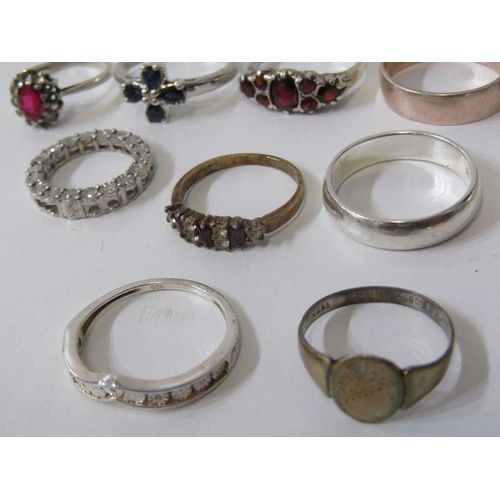 191 - SILVER RINGS, 12 assorted silver and silver gilt rings, many stone set, various sizes