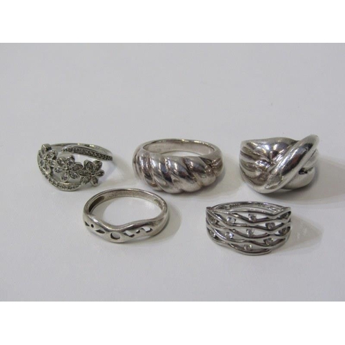 219 - 5 SILVER RINGS, selection of designs, some stone set, various sizes