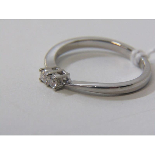 225 - PLATINUM 2 STONE RING, platinum ring set 2 round brilliant cut diamonds, size L