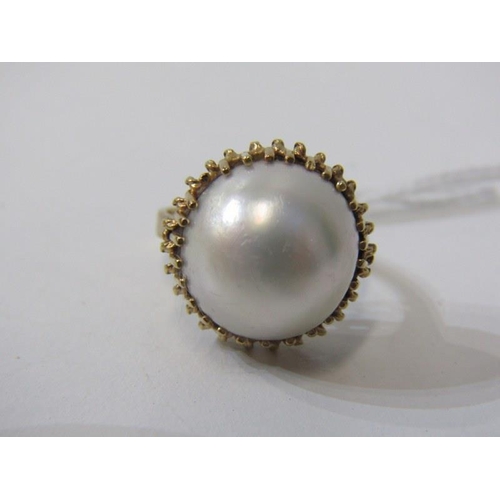 227 - PEARL RING, 9ct yellow gold pearl ring, size O/P