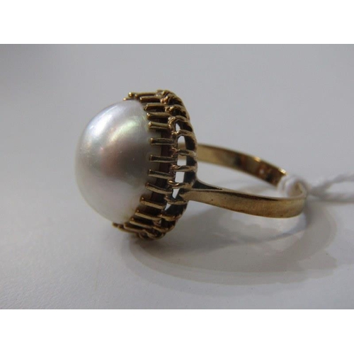 227 - PEARL RING, 9ct yellow gold pearl ring, size O/P