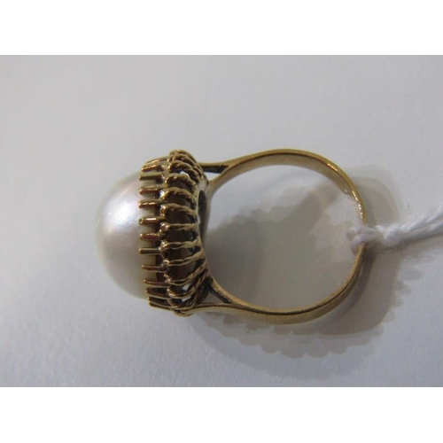 227 - PEARL RING, 9ct yellow gold pearl ring, size O/P