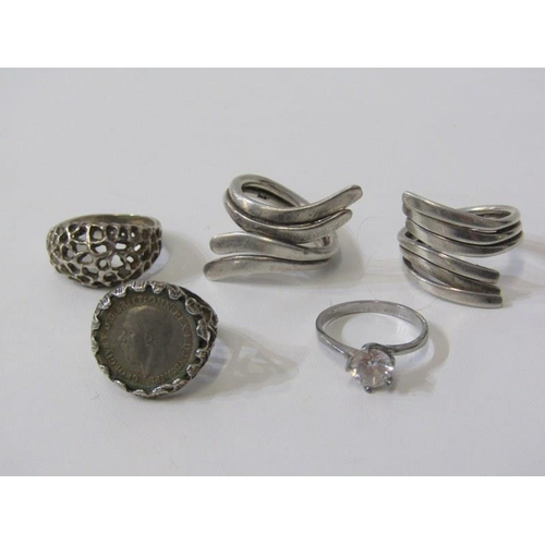 238 - 5 SILVER RINGS, 5 assorted silver rings, some stone set, various sizes