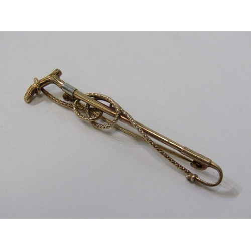 239 - HUNTING BAR BROOCH, 9ct yellow gold brooch in the form of a hunters whip 6cms length, 4.8 grams