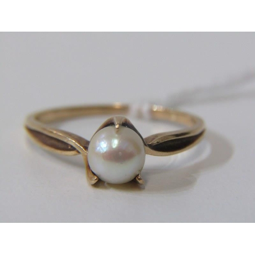 241 - PEARL RING, 14ct yellow gold ring set a pearl, size P/Q