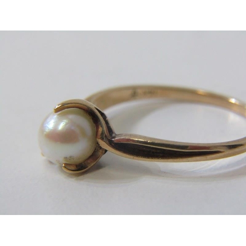 241 - PEARL RING, 14ct yellow gold ring set a pearl, size P/Q