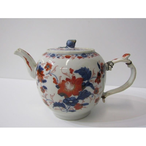 27 - ORIENTAL CERAMICS, 18th Century Chinese Imari globular tea pot (restored); also a samurai decorated ... 