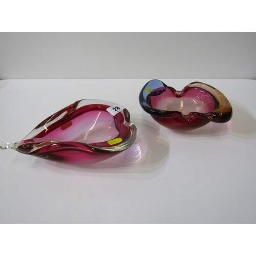 28 - RETRO GLASS, collection of 6 pieces of coloured glass tableware including Murano