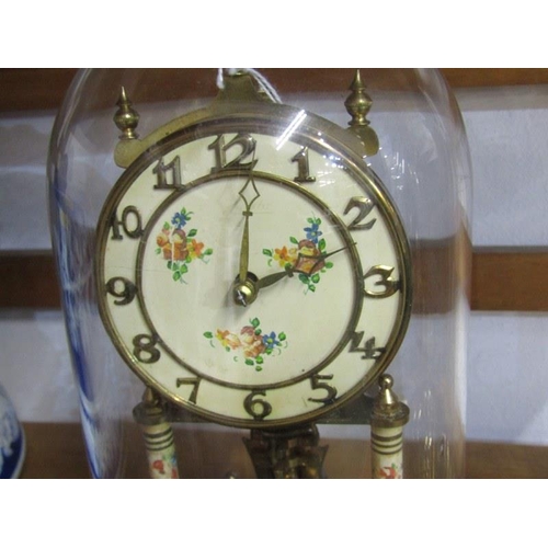 36 - RETRO CLOCKS, 2 glass domed 400 day platform pendulum mantel clocks, 1 by Acctim