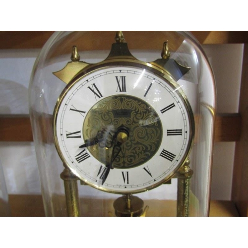 36 - RETRO CLOCKS, 2 glass domed 400 day platform pendulum mantel clocks, 1 by Acctim