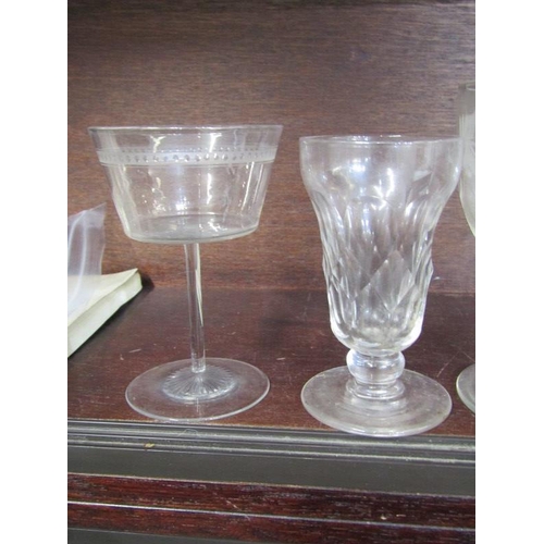 37 - ANTIQUE GLASSWARE, pair of Victorian fern engraved goblets, set of 7 syllabub glasses and 9 others