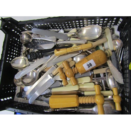 38 - CUTLERY, Waterford crystal boxed cake server, cork screws and other cutlery