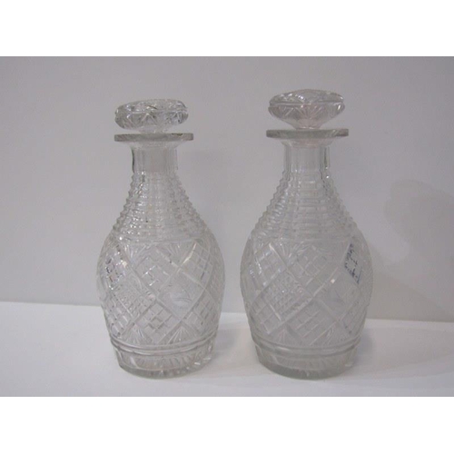 45 - ANTIQUE DECANTERS, pair of Victorian cut glass decanters with original stoppers together with two Ge... 