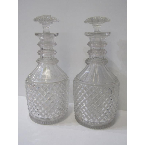 45 - ANTIQUE DECANTERS, pair of Victorian cut glass decanters with original stoppers together with two Ge... 