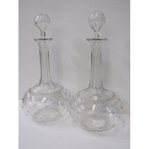 45 - ANTIQUE DECANTERS, pair of Victorian cut glass decanters with original stoppers together with two Ge... 