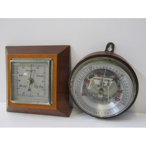 65 - BAROMETERS, mounted clock and barometer set and 2 other wall barometers