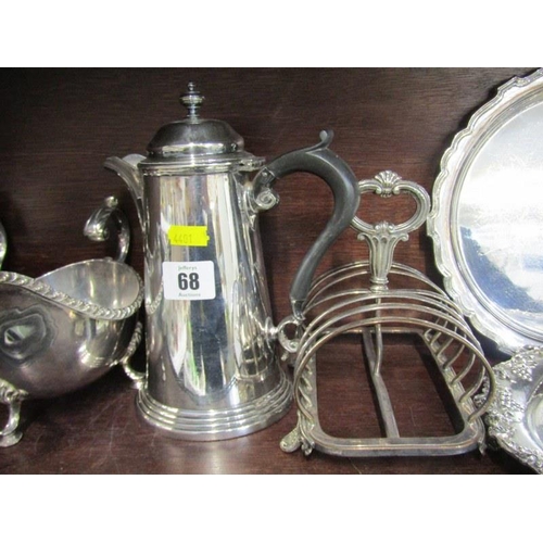 68 - SILVERPLATE, pair of Georgian design sauce boats, coffee boat and contents of shelf