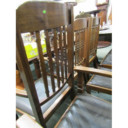 845 - ART NOUVEAU DINING CHAIRS, pair of open armchairs and 5 single chairs