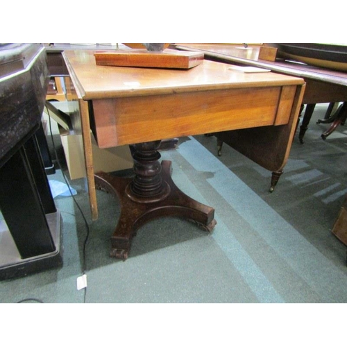 848 - VICTORIAN MAHOGANY PEMBROKE TABLE, on platform base