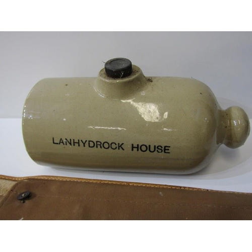 90 - LANHYDROCK HOUSE stoneware hot water bottle; also 2 cased recorders