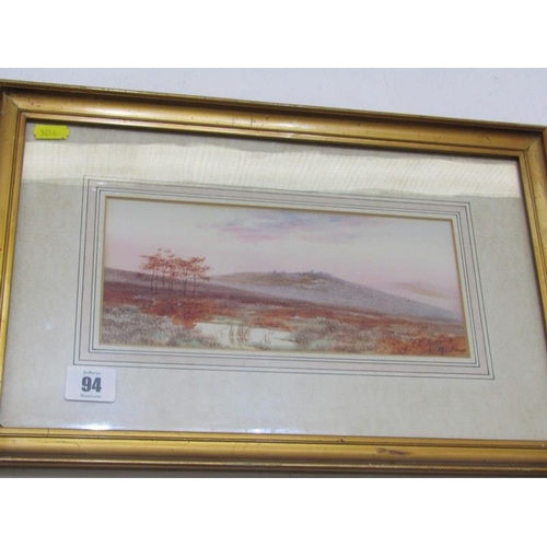 94 - 2 MOORLAND WATERCOLOURS, together with signed watercolour 