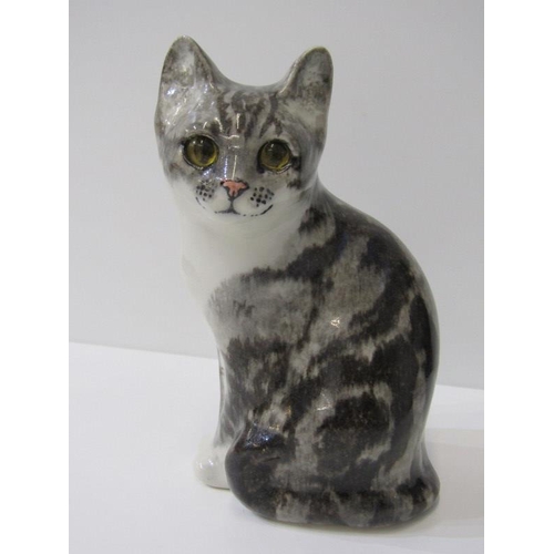 1 - WINSTANLEY CATS, 2 signed cat figures and 1 similar, 23cm height