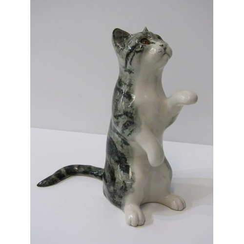 1 - WINSTANLEY CATS, 2 signed cat figures and 1 similar, 23cm height