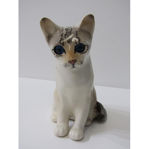 1 - WINSTANLEY CATS, 2 signed cat figures and 1 similar, 23cm height