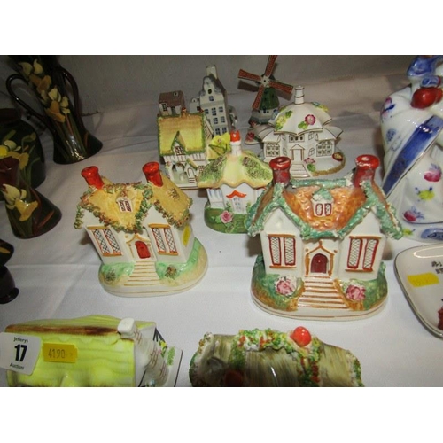 17 - PASTILLE BURNERS AND MODEL COTTAGES, a collection to include Coalport and Staffordshire