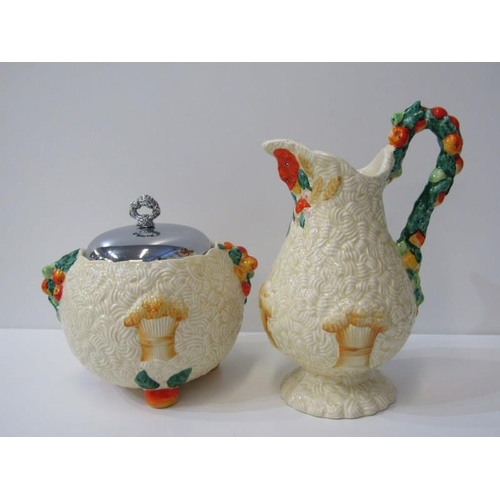 25 - CLARICE CLIFF, 'Celtic Harvest' biscuitier and matching milk jug