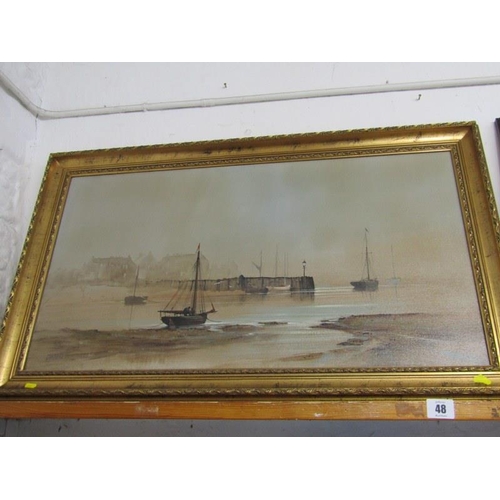 48 - CORNISH INTEREST, Jason signed painting on canvas, 'Harbour at Low Tide'