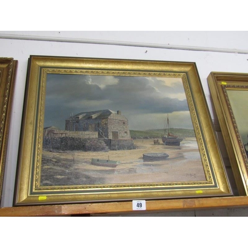 49 - JOHN HEWITT, signed painting on canvas, 'Rock at Low Tide'