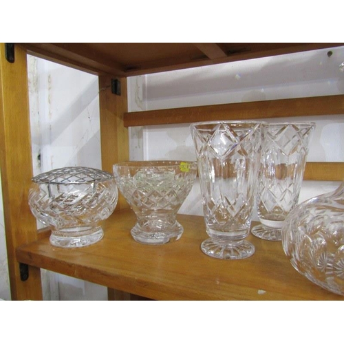 54 - CUT GLASS, pair of Victorian cut glass decanters with matching flagon, together with 4 vases