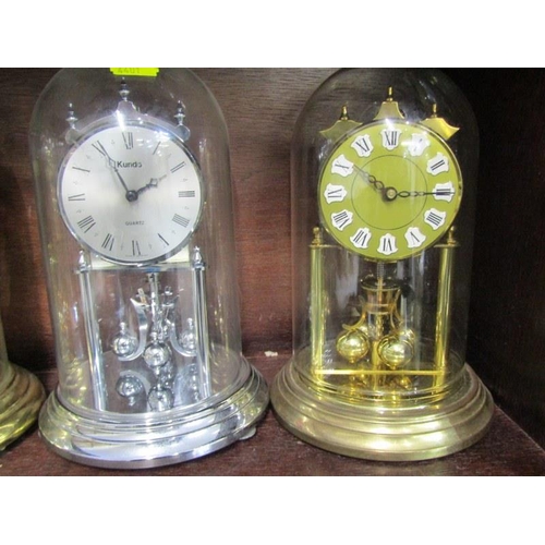 59 - COLLECTION OF 5 x 400 day glass domed mantel clocks including Kundo and Hernle