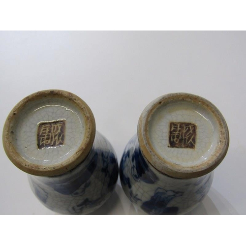 6 - ORIENTAL CERAMICS, 2 pairs of Chinese crackle glaze inverted baluster vases, 19cm height and 14cm he... 