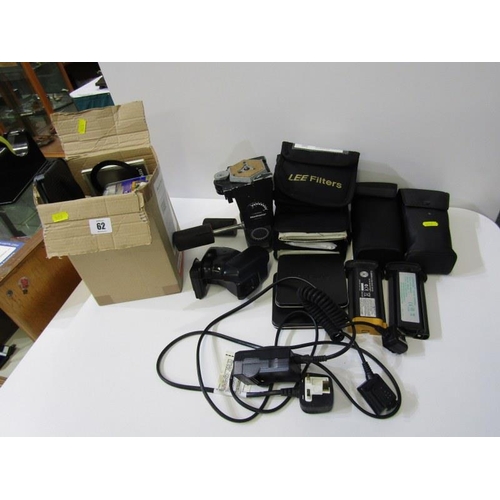 62 - A COLLECTION OF CAMERA ACCESSORIES, in 2 boxes