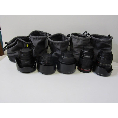 63 - A COLLECTION OF 5 CANON TELESCOPIC LENSES, with carrying cases