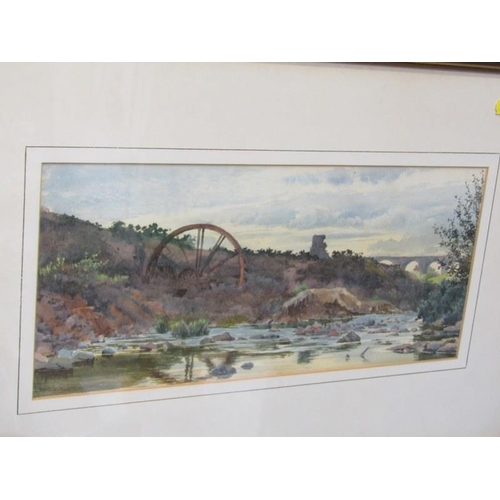 88 - F. REASON, signed watercolour 'A Ruined Mine' together with C. Hollaway etching, 'The Harbour'